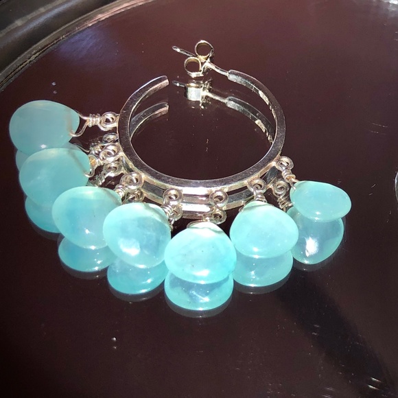 Sterling 20ct Genuine Aquamarine Earrings - Picture 5 of 8